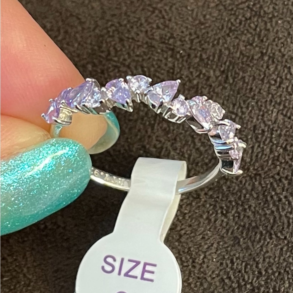 Dainty lavender CZ .925 solid sterling band